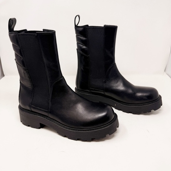 Vagabond Black Tall Slip on Combat Boots Size 11 Chelsea - Picture 1 of 12